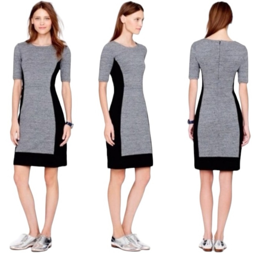 J CREW Colorblock Panel Ponte Knit Stretch Elbow Sleeve Dress size 6